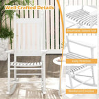 Costway Outdoor Wooden Rocking Chair with Solid Rocking Base Slatted - See Details