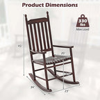 Costway Outdoor Wooden Rocking Chair with Solid Rocking Base Slatted - See Details