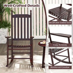 Costway Outdoor Wooden Rocking Chair with Solid Rocking Base Slatted - See Details