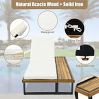 Outdoor Chaise Lounge Chair Set of 1/2, Patio Sun Loungers Reclinings with Wood Side Table and 5-Position Adjustable Backrest