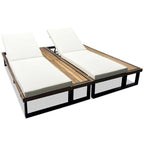 Outdoor Chaise Lounge Chair Set of 1/2, Patio Sun Loungers Reclinings with Wood Side Table and 5-Position Adjustable Backrest