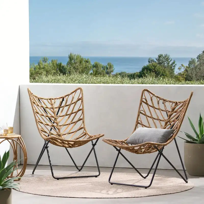 outdoor CHAIR with an earthy wicker finish