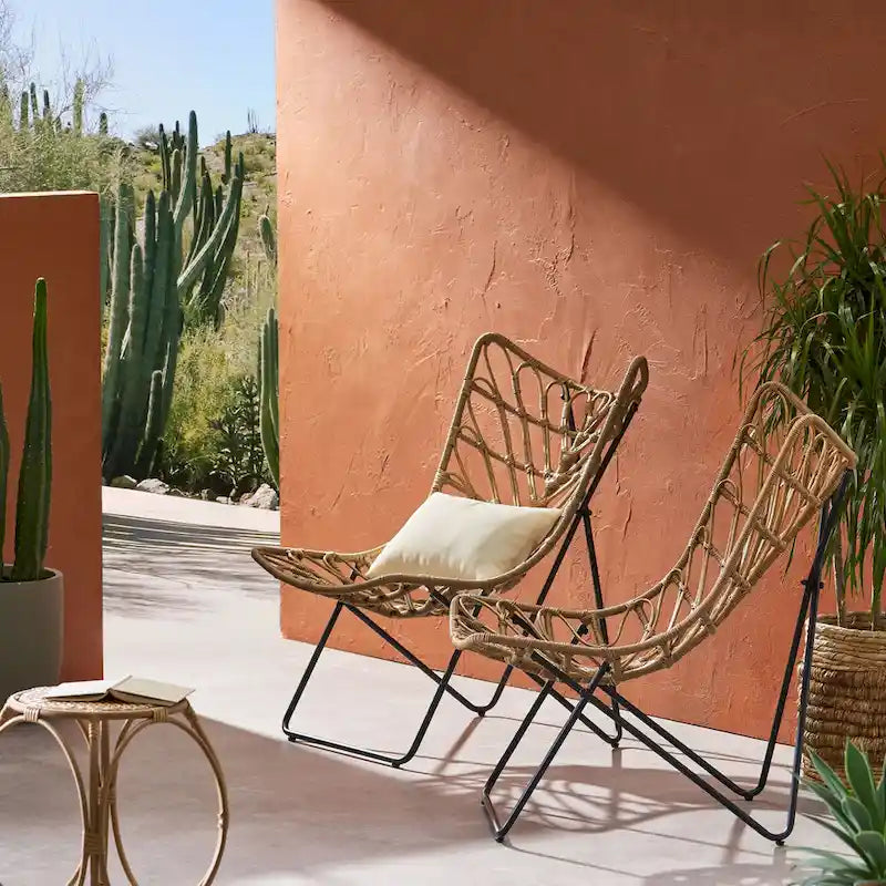 outdoor CHAIR with an earthy wicker finish