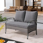 Uixe Outdoor Patio All-Weather Wicker Loveseat with Cushions