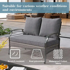 Outdoor Patio All-Weather Wicker Loveseat with Cushions
