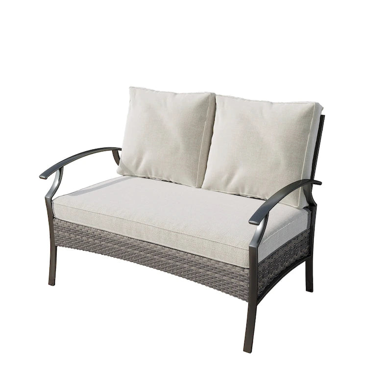 Outdoor Patio All-Weather Wicker Loveseat with Cushions