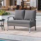 Outdoor Patio All-Weather Wicker Loveseat with Cushions