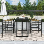 5-Piece Iron Outdoor Dining Set with Acacia Wood Armrest Suitable For Patio, Balcony Or Backyard - N/A