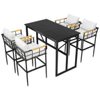 5-Piece Iron Outdoor Dining Set with Acacia Wood Armrest Suitable For Patio, Balcony Or Backyard - N/A