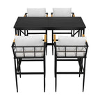 5-Piece Iron Outdoor Dining Set with Acacia Wood Armrest Suitable For Patio, Balcony Or Backyard - N/A