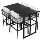 5-Piece Iron Outdoor Dining Set with Acacia Wood Armrest Suitable For Patio, Balcony Or Backyard - N/A
