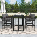 5-Piece Iron Outdoor Dining Set with Acacia Wood Armrest Suitable For Patio, Balcony Or Backyard - N/A