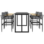 5-Piece Iron Outdoor Dining Set with Acacia Wood Armrest Suitable For Patio, Balcony Or Backyard - N/A