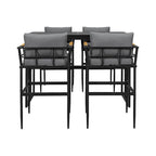 5-Piece Iron Outdoor Dining Set with Acacia Wood Armrest Suitable For Patio, Balcony Or Backyard - N/A