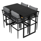 5-Piece Iron Outdoor Dining Set with Acacia Wood Armrest Suitable For Patio, Balcony Or Backyard - N/A