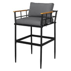 5-Piece Iron Outdoor Dining Set with Acacia Wood Armrest Suitable For Patio, Balcony Or Backyard - N/A