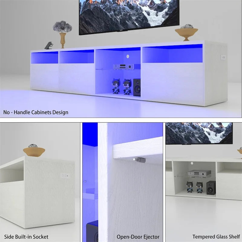 TV Console with Storage Cabinets,82.6 Inch Long LED TV Stand