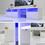TV Console with Storage Cabinets,82.6 Inch Long LED TV Stand