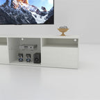 TV Console with Storage Cabinets,82.6 Inch Long LED TV Stand