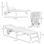Outdoor Chaise Lounge Chair on Wheels with Storage Box, Waterproof Lounger, 5-Level Adjustable Backrest for Patio, Poolside