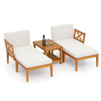 Costway 5 PCS Acacia Wood Patio Chaise Lounge Chair Set with 2-Tier - See Details