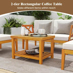 Costway 5 PCS Acacia Wood Patio Chaise Lounge Chair Set with 2-Tier - See Details