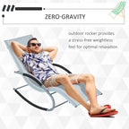 Outdoor Chaise Rocker with Detachable Pillow and Weather-Fighting Fabric, Zero Gravity Rocking Chair for Patio, Deck, Pool