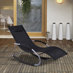 Outdoor Chaise Rocker with Detachable Pillow and Weather-Fighting Fabric, Zero Gravity Rocking Chair for Patio, Deck, Pool