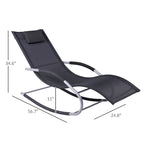Outdoor Chaise Rocker with Detachable Pillow and Weather-Fighting Fabric, Zero Gravity Rocking Chair for Patio, Deck, Pool