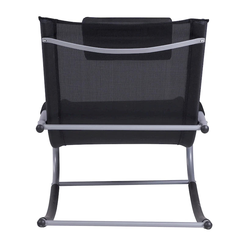 Outdoor Chaise Rocker with Detachable Pillow and Weather-Fighting Fabric, Zero Gravity Rocking Chair for Patio, Deck, Pool