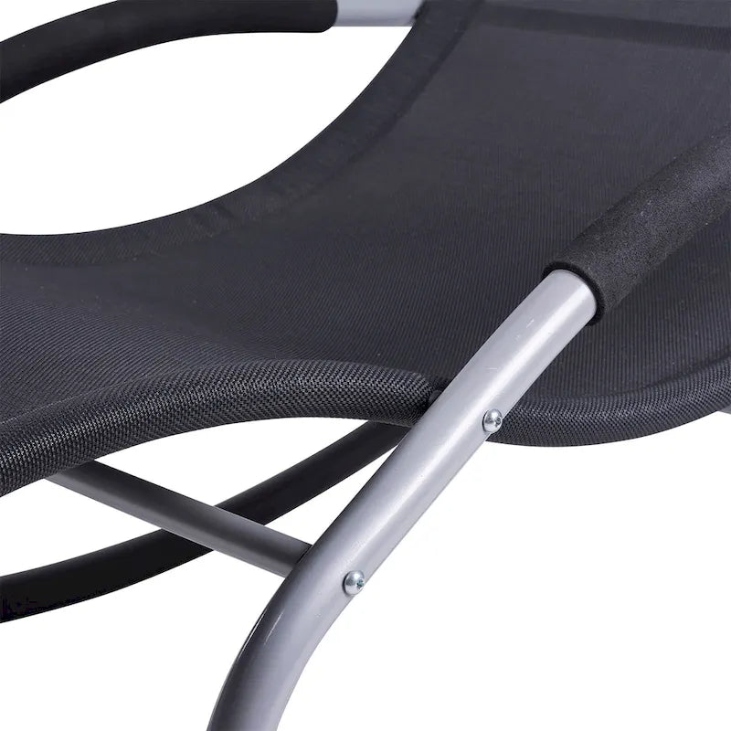Outdoor Chaise Rocker with Detachable Pillow and Weather-Fighting Fabric, Zero Gravity Rocking Chair for Patio, Deck, Pool