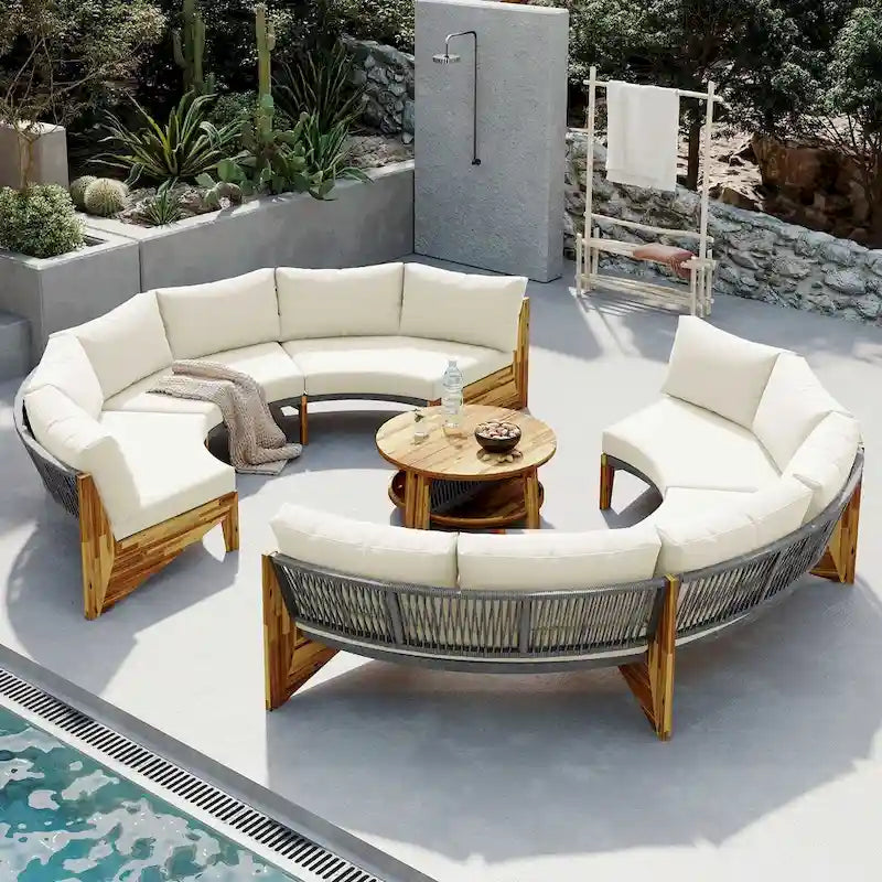 12-Person Outdoor Sectional Sofa Set with Waterproof Cushions