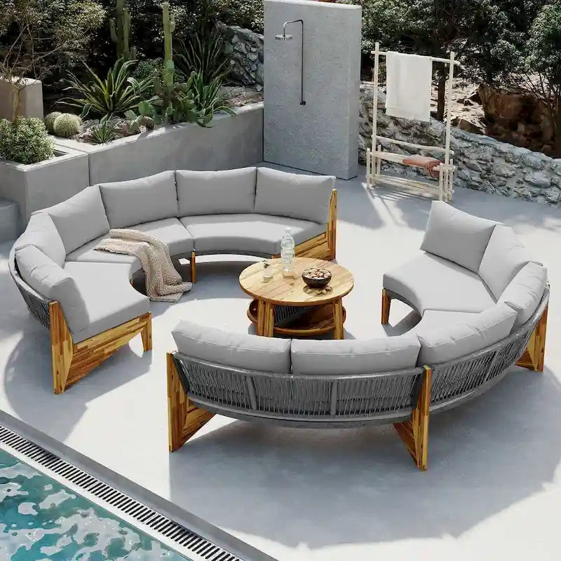 12-Person Outdoor Sectional Sofa Set with Waterproof Cushions
