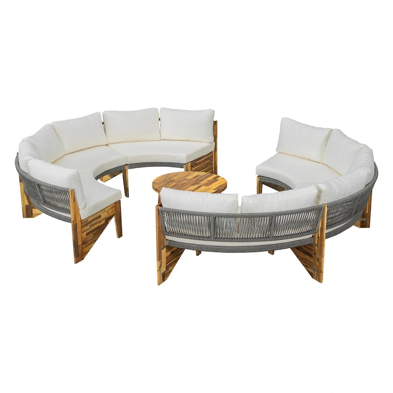 12-Person Outdoor Sectional Sofa Set with Waterproof Cushions