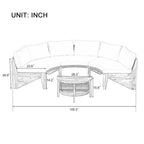 12-Person Outdoor Sectional Sofa Set with Waterproof Cushions