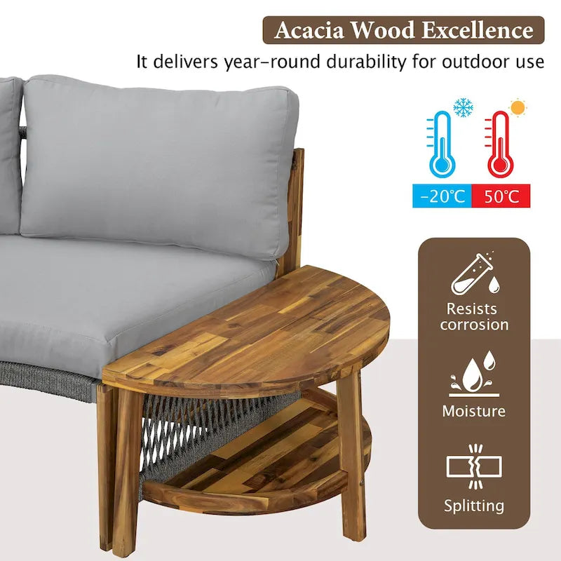 12-Person Outdoor Sectional Sofa Set with Waterproof Cushions