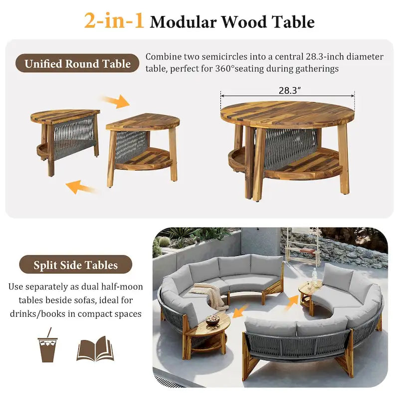 12-Person Outdoor Sectional Sofa Set with Waterproof Cushions