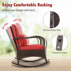 Gymax 3 Piece Outdoor Rocking Set Rattan Rocker Chairs w/ Tempered