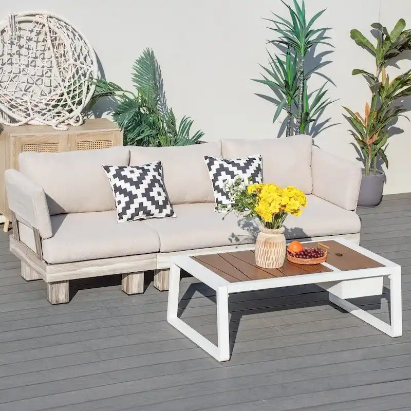 Modern Patio Conversation Set with Coffee Table and Ice Bucket