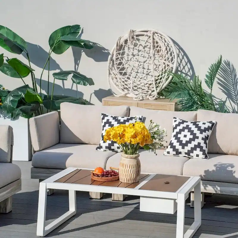 Modern Patio Conversation Set with Coffee Table and Ice Bucket