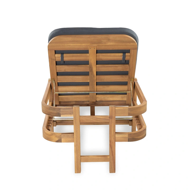 Christopher Knight Home- Cart Outdoor Acacia Wood Adjustable Chaise Lounge