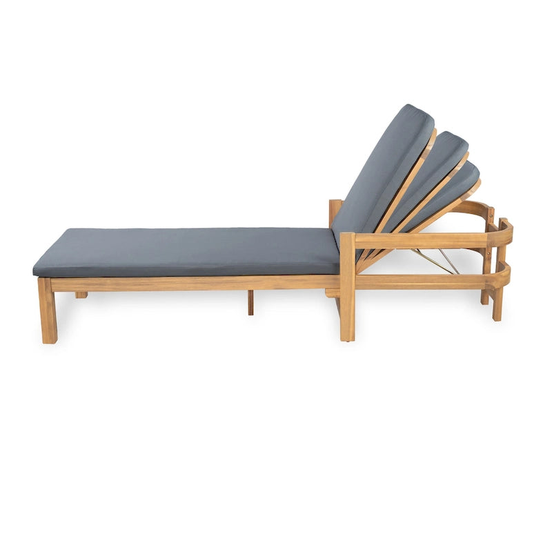 Christopher Knight Home- Cart Outdoor Acacia Wood Adjustable Chaise Lounge