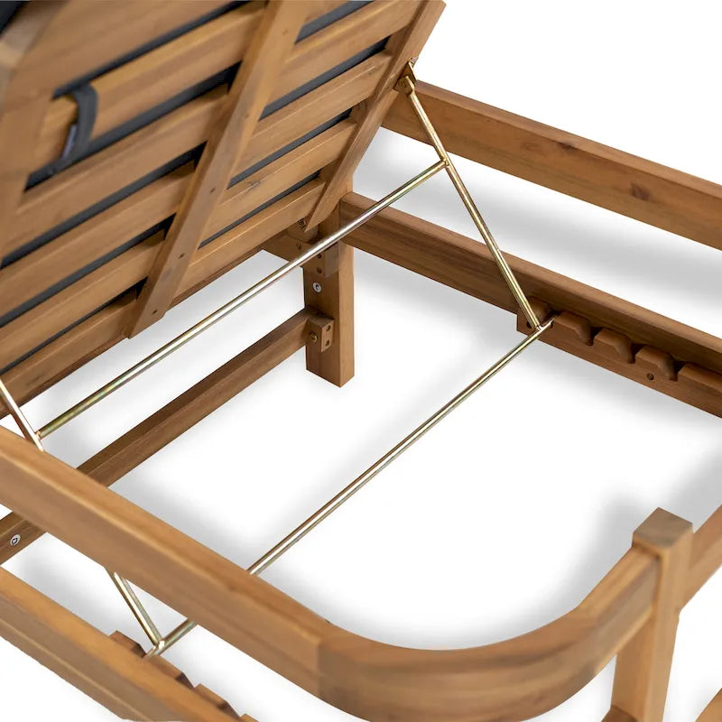 Christopher Knight Home- Cart Outdoor Acacia Wood Adjustable Chaise Lounge