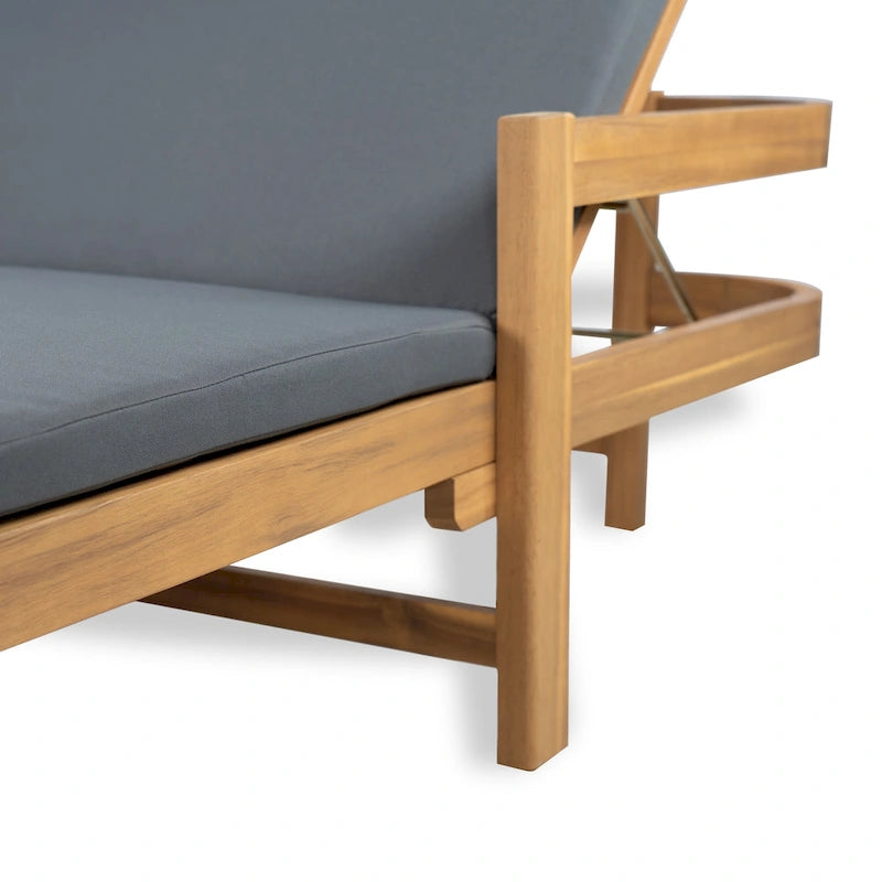 Christopher Knight Home- Cart Outdoor Acacia Wood Adjustable Chaise Lounge