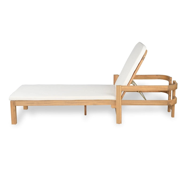 Christopher Knight Home- Cart Outdoor Acacia Wood Adjustable Chaise Lounge