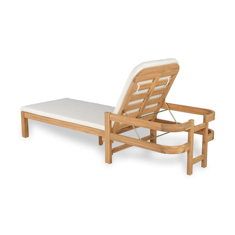 Christopher Knight Home- Cart Outdoor Acacia Wood Adjustable Chaise Lounge