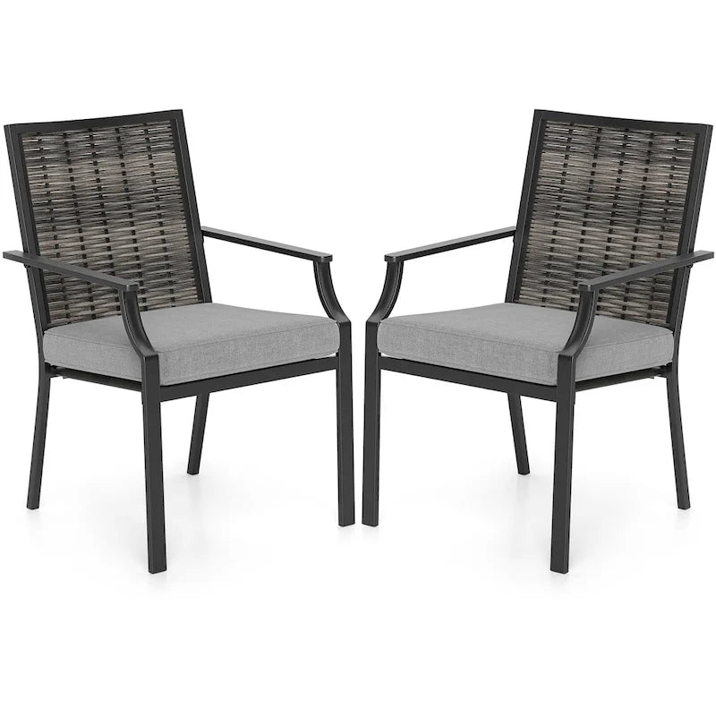 Costway Patio Wicker Chairs Set of 2/4 Stackable Rattan Armchairs with