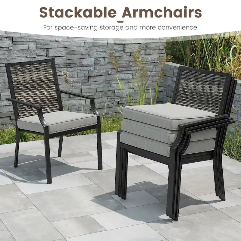 Costway Patio Wicker Chairs Set of 2/4 Stackable Rattan Armchairs with