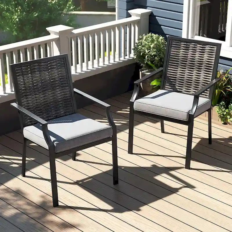 Costway Patio Wicker Chairs Set of 2/4 Stackable Rattan Armchairs with