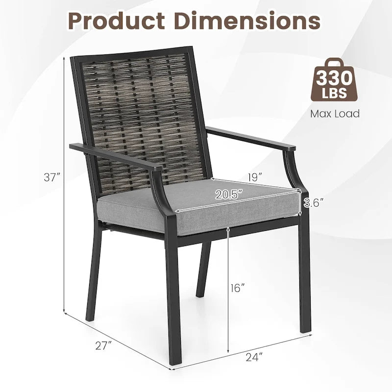 Costway Patio Wicker Chairs Set of 2/4 Stackable Rattan Armchairs with